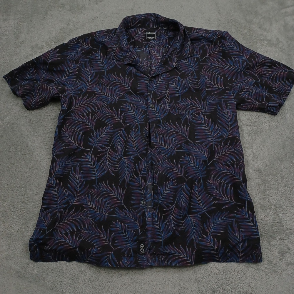Todd Snyder Shirt Mens Large Black Floral Button Up Short Sleeve Preppy